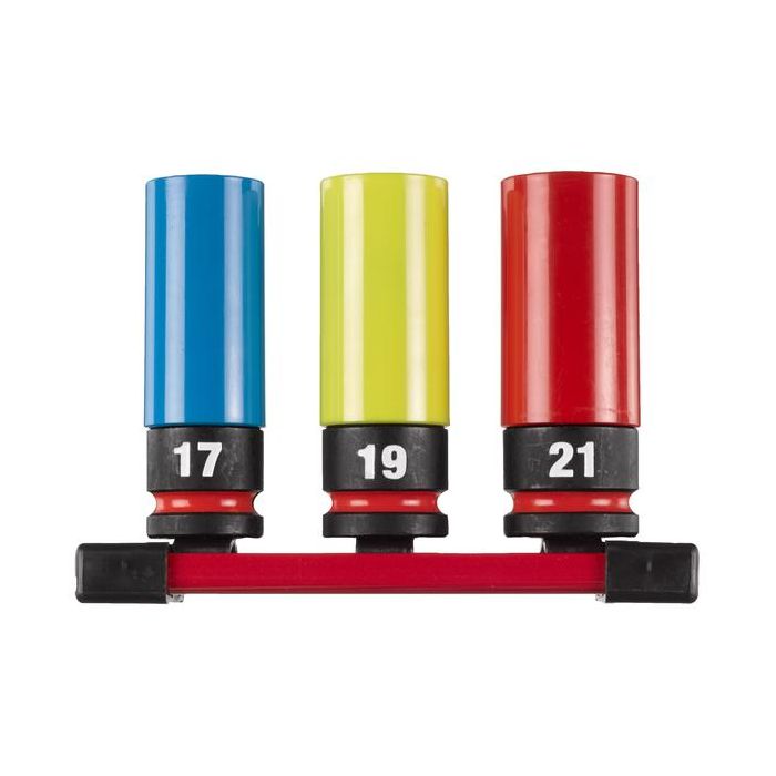 Bild von Milwaukee Schlagnuss-Satz 1/2" 3-teilig: 17, 19, 21 mm, SHOCKWAVE Bild von Milwaukee Schlagnuss-Satz 1/2" 3-teilig: 17, 19, 21 mm, SHOCKWAVE