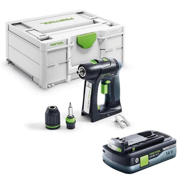 Foto von Festool Akku-Bohrschrauber C 18 Basic 4,0 für 18 Volt Akkus, mit1x 4,0 Ah Bluetooth Akku Foto von Festool Akku-Bohrschrauber C 18 Basic 4,0 für 18 Volt Akkus, mit1x 4,0 Ah Bluetooth Akku