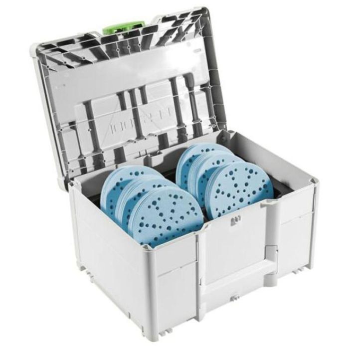 Foto von Festool Schleifmittel-Sortiment SYS-STF D150 GRSet, je 20x: P60, P80, P120, P150, P180, P220 Foto von Festool Schleifmittel-Sortiment SYS-STF D150 GRSet, je 20x: P60, P80, P120, P150, P180, P220