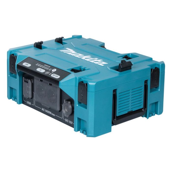 Foto von Makita Stromumwandler MAKPAC 1.400 W, 2x230 V, 1x12 V, je 2x A-C USB Anschlüsse Foto von Makita Stromumwandler MAKPAC 1.400 W, 2x230 V, 1x12 V, je 2x A-C USB Anschlüsse