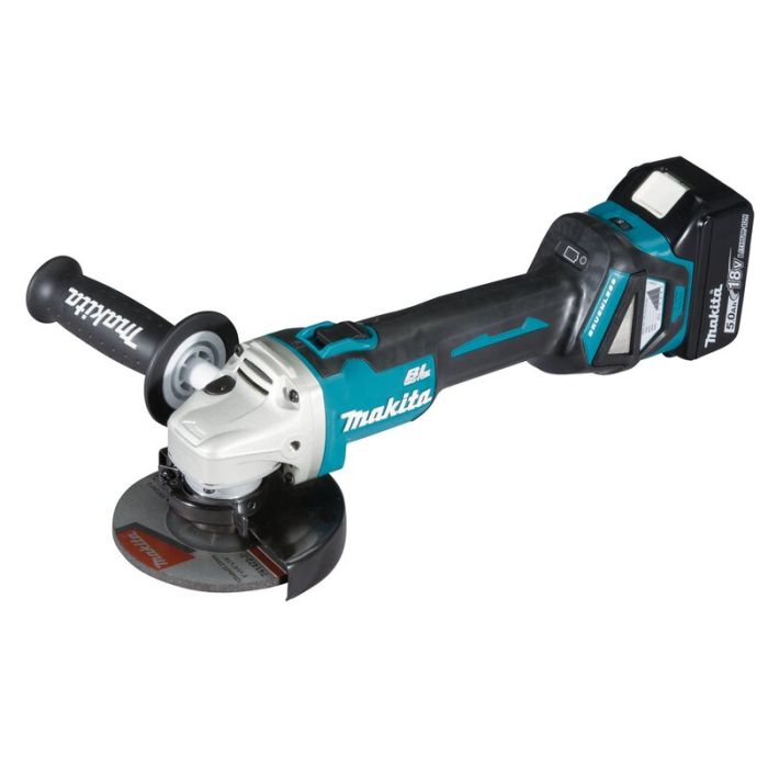 Foto von Makita Akku-Einhandwinkelschleifer DGA511RTJ mit 2x 18 Volt 5,0 Ah Akkus und 1x Ladegerät Foto von Makita Akku-Einhandwinkelschleifer DGA511RTJ mit 2x 18 Volt 5,0 Ah Akkus und 1x Ladegerät