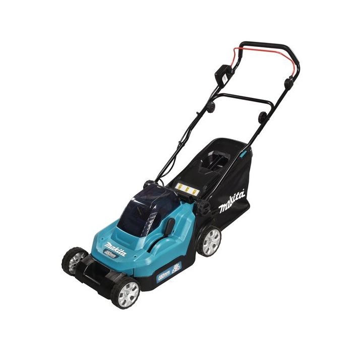 Foto von Makita Akku-Rasenmäher DLM382PM2 mit 2 Akkus 4,0 Ah, Doppelladegerät Foto von Makita Akku-Rasenmäher DLM382PM2 mit 2 Akkus 4,0 Ah, Doppelladegerät