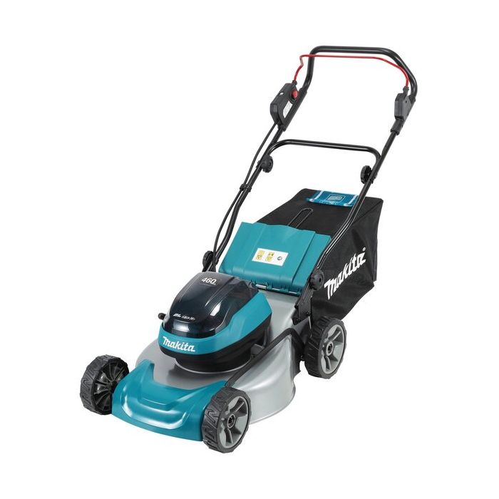 Bild von Makita 2x 18V Akku Rasenmäher DLM466Z, 46cm Schnitt, Schitthöhe 20-75mm, bis 900m², 60L Fangkorb Bild von Makita 2x 18V Akku Rasenmäher DLM466Z, 46cm Schnitt, Schitthöhe 20-75mm, bis 900m², 60L Fangkorb