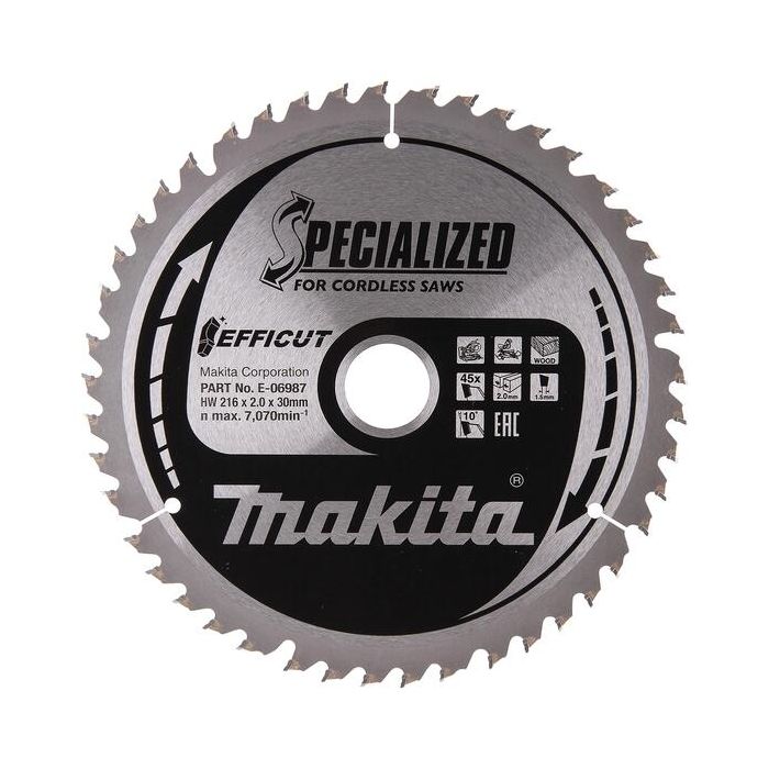 Bild von Makita Kreissägeblatt EFFICUT 216 x 30 mm, 45 Zähne Bild von Makita Kreissägeblatt EFFICUT 216 x 30 mm, 45 Zähne