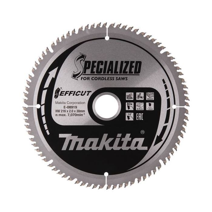 Foto von Makita Kreissägeblatt EFFICUT 216 x 30 mm, 80 Zähne Foto von Makita Kreissägeblatt EFFICUT 216 x 30 mm, 80 Zähne