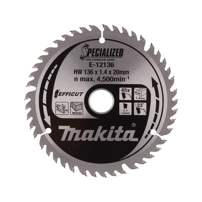 Foto von Makita Kreissägeblatt EFFICUT 136 x 20 x 1,4 mm, 45 Zähne Foto von Makita Kreissägeblatt EFFICUT 136 x 20 x 1,4 mm, 45 Zähne