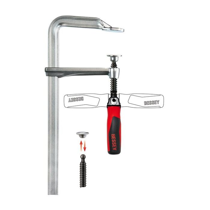 Foto von Bessey Ganzstahl-Schraubzwinge GZ mit Klappgriff 120 mm Ausladung, 400 mm Spannweite Foto von Bessey Ganzstahl-Schraubzwinge GZ mit Klappgriff 120 mm Ausladung, 400 mm Spannweite