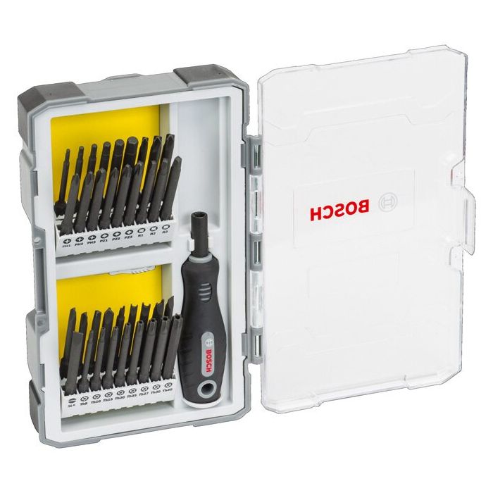 Bild von Bosch 37-teil. Set m Schrauberbits u Griff, PH, PZ, SL, TH, TQ, H, TW, SP, R und Bith Bild von Bosch 37-teil. Set m Schrauberbits u Griff, PH, PZ, SL, TH, TQ, H, TW, SP, R und Bith
