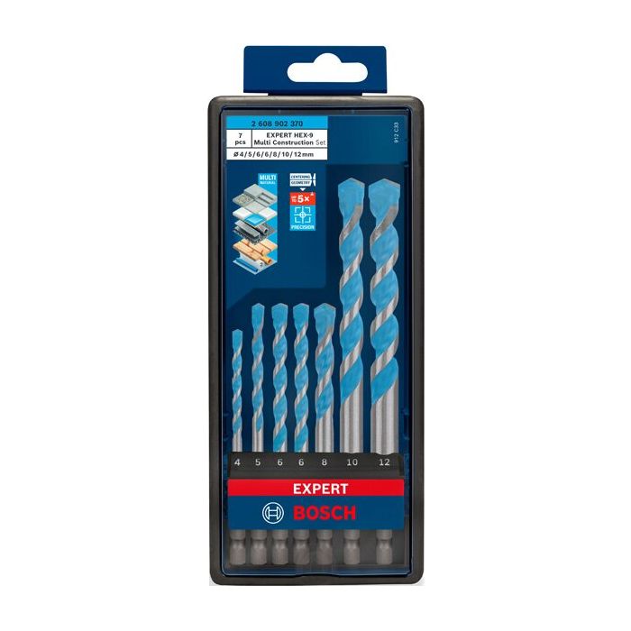 Foto von Bosch EXPERT HEX-9 Multi Construction Bohrer-Set, D= 4/5/6/6/8/10/12 mm, 7-tlg. Foto von Bosch EXPERT HEX-9 Multi Construction Bohrer-Set, D= 4/5/6/6/8/10/12 mm, 7-tlg.