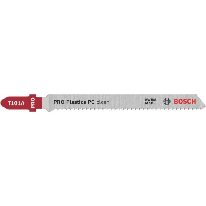 Foto von Bosch PRO Plastics PC clean T101A Stichsägeblatt, 100 mm, 5-tlg. Foto von Bosch PRO Plastics PC clean T101A Stichsägeblatt, 100 mm, 5-tlg.