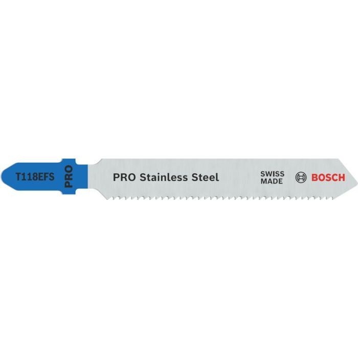 Bild von Bosch PRO Stainless Steel T118EFS Stichsägeblatt, 83 mm, 5-tlg. Bild von Bosch PRO Stainless Steel T118EFS Stichsägeblatt, 83 mm, 5-tlg.