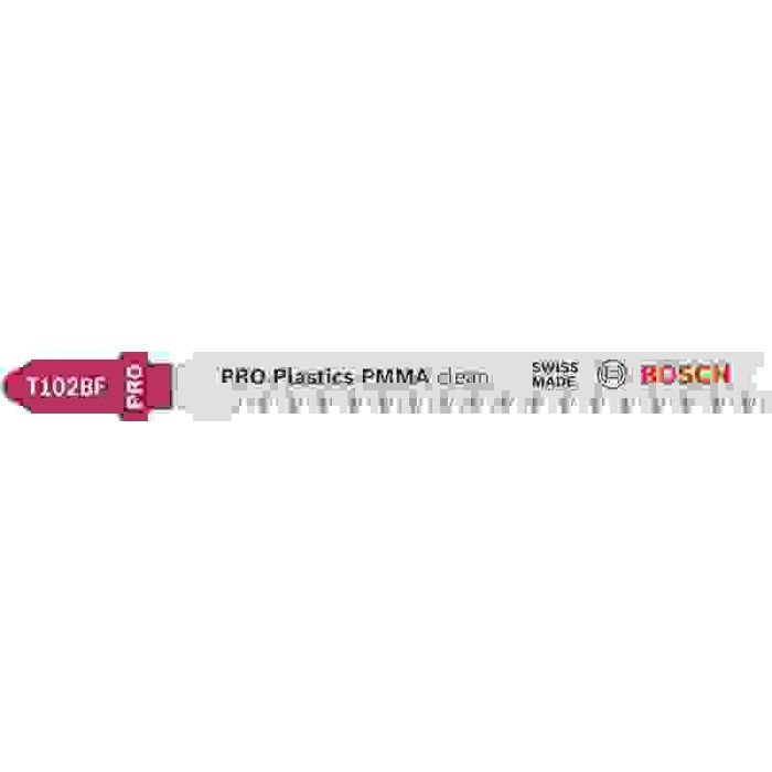Foto von Bosch PRO Plastics PMMA clean T102BF Stichsägeblatt, 92 mm, 3-tlg. Foto von Bosch PRO Plastics PMMA clean T102BF Stichsägeblatt, 92 mm, 3-tlg.
