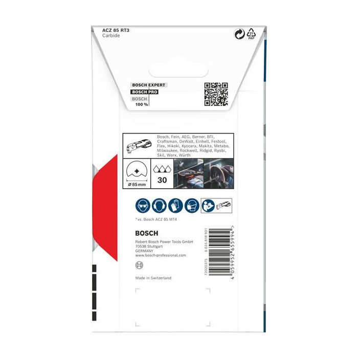 Bild von Bosch PRO ACZ 85 RT3 Blatt für Multifunktionswerkzeuge, 85 x 2.5 mm Bild von Bosch PRO ACZ 85 RT3 Blatt für Multifunktionswerkzeuge, 85 x 2.5 mm