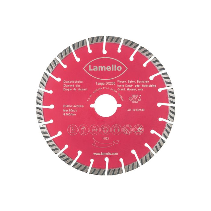 Bild von Lamello Tanga DX200 Trennscheibe, DP, Ø180x2.4xØ29 mm, mit Schnellspann-Aufnahme Bild von Lamello Tanga DX200 Trennscheibe, DP, Ø180x2.4xØ29 mm, mit Schnellspann-Aufnahme
